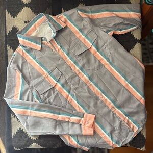 Men's Gray Striped Button Down Shirt